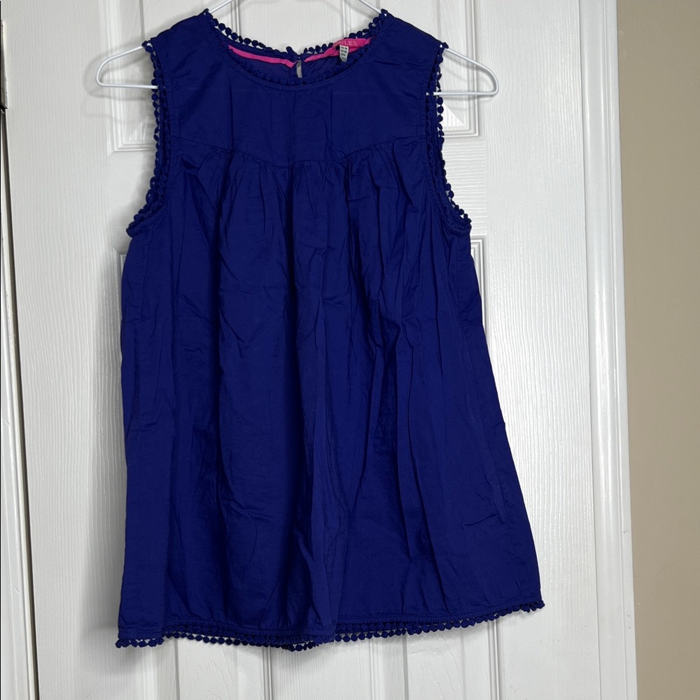 Joules purple Sleeveless Blouse Flowy Detailed Accents Size 10